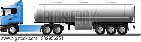 Vector Realistic Template Of Tank Truck Isolated On White.