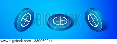 Isometric Anti Worms Parasite Icon Isolated On Blue Background. Blue Circle Button. Vector