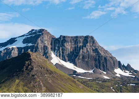 Dyrfjoll Mountains In Borgarfjordur Eystri In Iceland