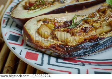 Greek Melitzana Sta Karvouna