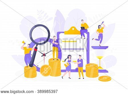 Loan Money Installment Or Credit Approval Business Concept Vector Illustration. Calary Payment, Onli