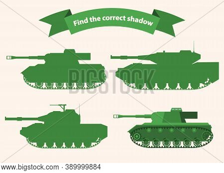 Find The Correct Shadow Tank.educational Game For Children Military Tanks .