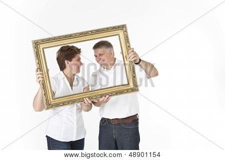 Couple is looking at each other with love