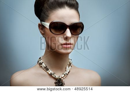 retro photo of a beautiful brunette woman