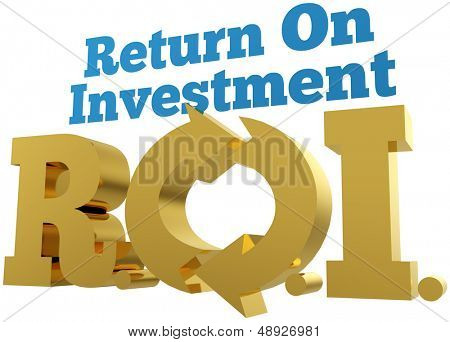 Ouro maciço pagar sigla de letras palavras ROI Return On Investment