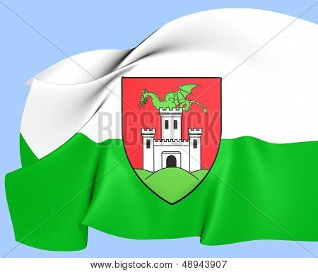 Flag Of Ljubljana, Slovenia.