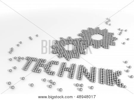 Technik (english Technical) Symbol Made Of Tiny Spheres