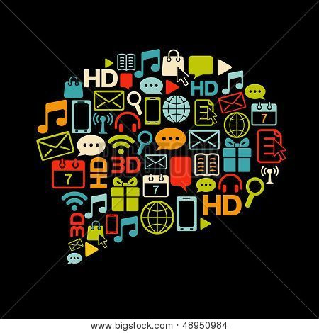 Vector Communication Bubble Made From Icons