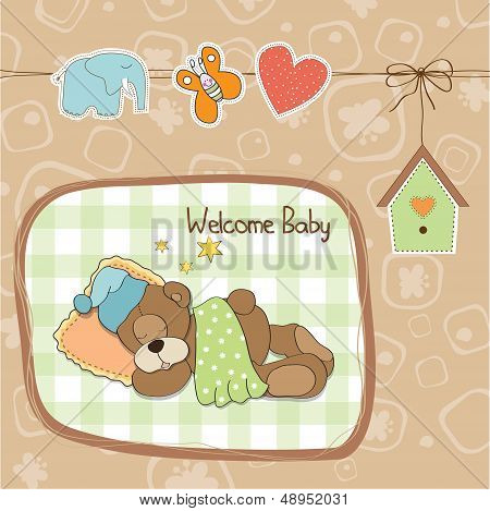 Baby Shower Card With Teddy Bear Toy