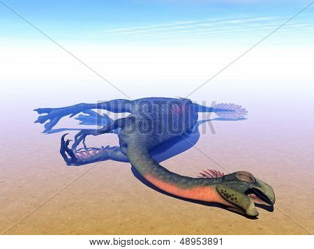 Dead gigantoraptor dinosaur - 3D render