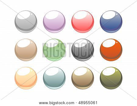 Vector web buttons collection. Blank, glowing, colorful circular button set