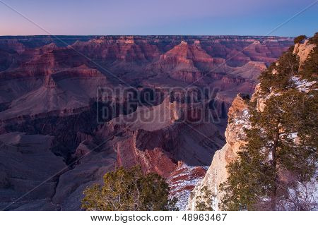Grand Canyon In Winter At Dusk