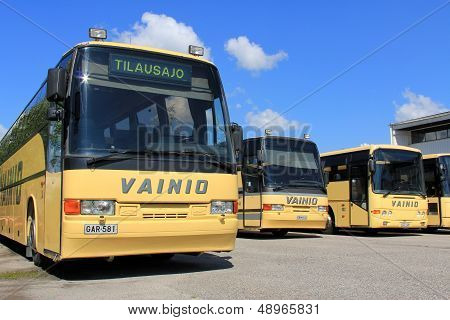 Row Of Yellow Coach Buses