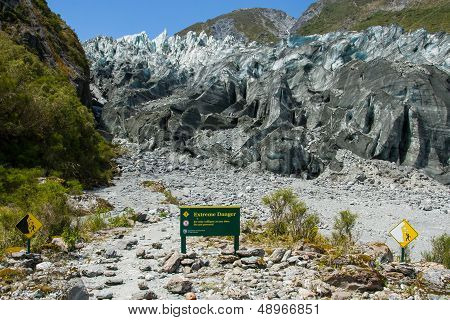 Fox Glacier Warning Sign