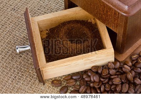 Fresh coffee grinds