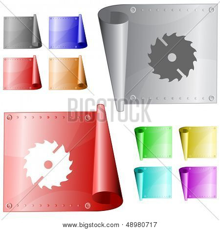 Circ saw. Raster metal surface.