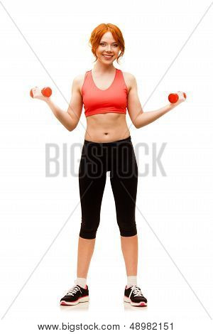 woman exercising with dumbbells