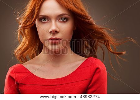 sexual woman wearing red dress
