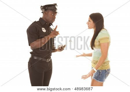 Policeman Writing Ticket To Woman