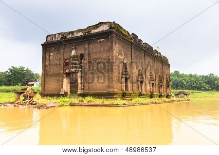 Ruin temple under water