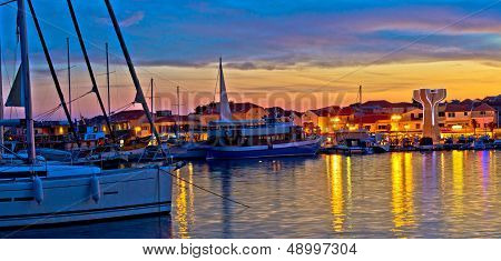 Town Of Vodice Harbor And Monument