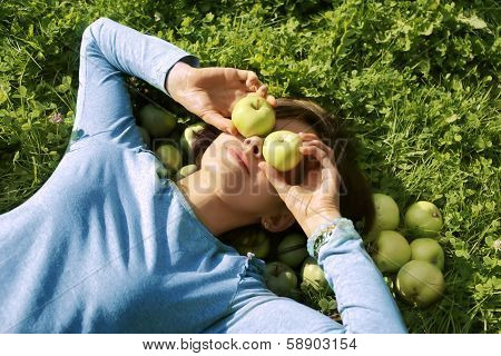 Woman And Apples