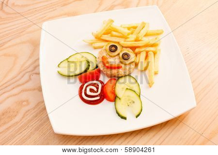 french fries with cutlet for kids menu