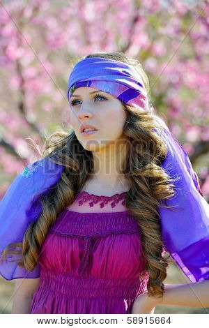 young beautiful woman portrait outdoor