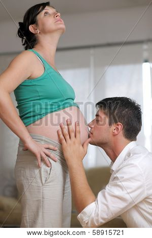happy young cuple, pregnant woman