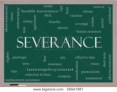 Severance Word Cloud Concept On A Blackboard