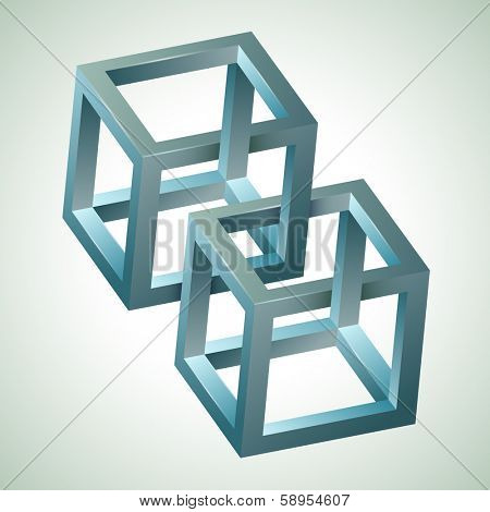 Abstract design, 3D impossible figure. Vector illustration.