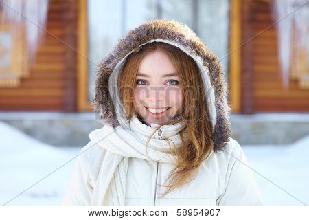 Young Beautiful Woman. Winter Portrait.