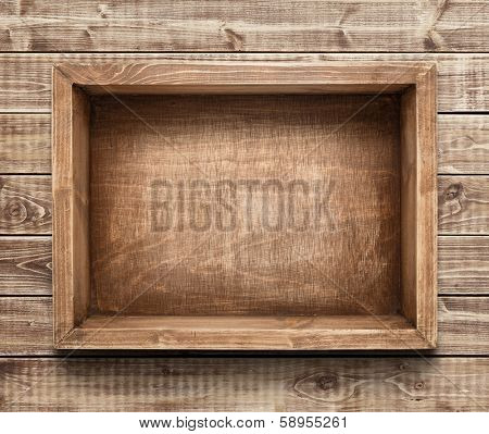 Empty wooden box on the table
