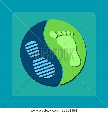 modern symbol of yin yang footprints