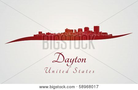 Dayton Skyline In Red