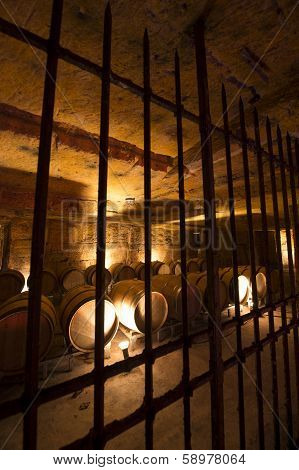 Wine Cellar In Underground Stone Quarry