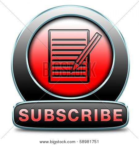 Subscribe here online free subscription and membership for newsletter or blog join today button or icon