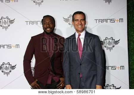 LOS ANGELES - JAN 23:  will.i.am, Eric Garcetti at the Annual Trans4m Benefit Concert at Avalon on January 23, 2014 in Los Angeles, CA