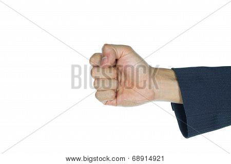 Businessman Fist Or Success In Business Isolated On White