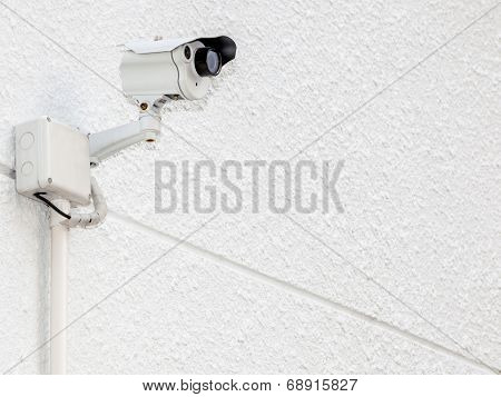 Security Camera, Cctv On The White Cement Wall