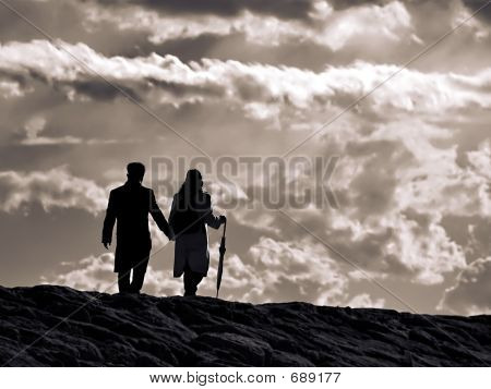 Ungt par Walking