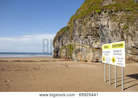Beach Cliff Falls Warning Sign