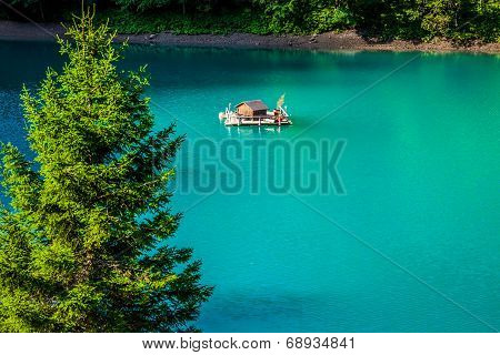 Beautiful View Mountain Lake. Steg,malbun In Lichtenstein, Europe