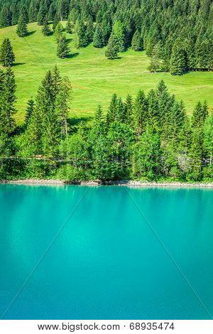 Beautiful View Mountain Lake. Steg,malbun In Lichtenstein, Europe