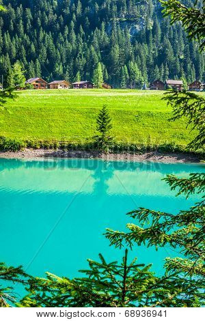 Beautiful View Mountain Lake. Steg,malbun In Lichtenstein, Europe