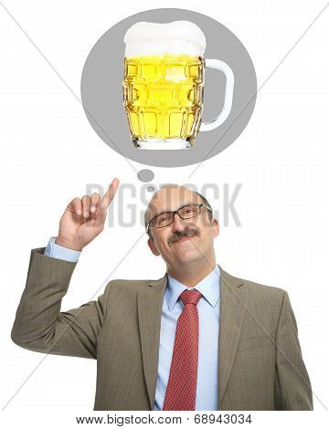 The Man Dreams Of A Glass With Beer
