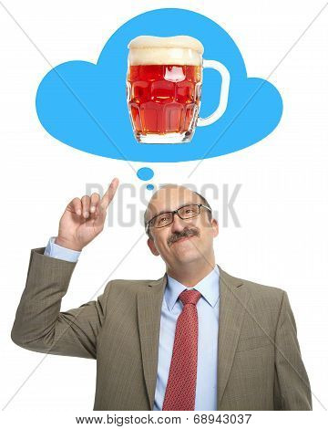 The Man Dreams Of A Glass With Beer