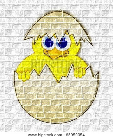 Baby Chick In Eggshell - Graffiti On The Wall