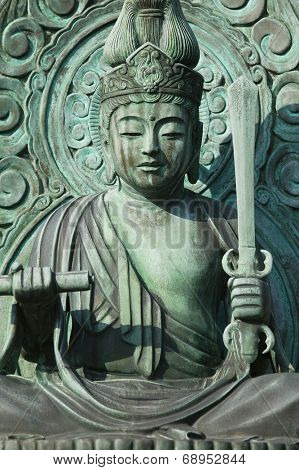 Japan, Kyoto, Tenryuji Temple, bronze statue
