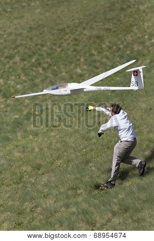 Launching radio controlled airplane